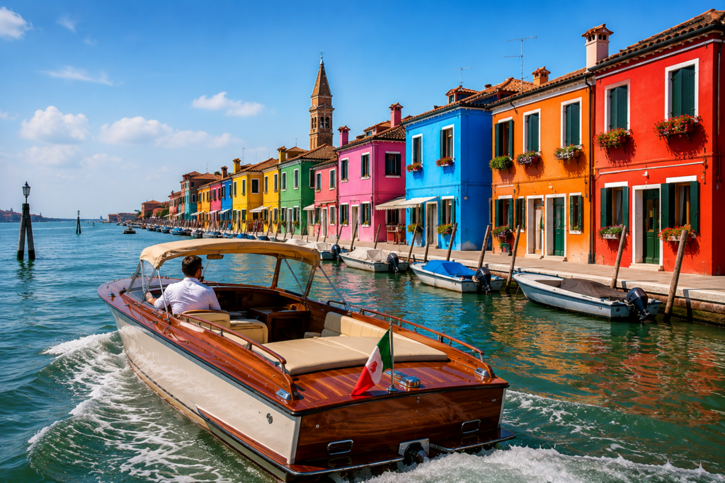 Murano & Burano Half-Day Private Lagoon Tour Murano and Burano private motorboat tour in Venice